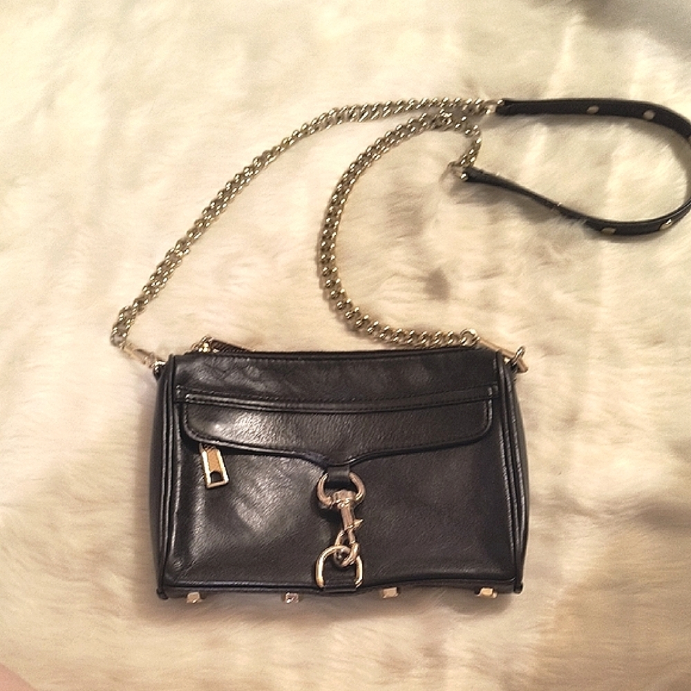 Rebecca Minkoff Black Leather Chain Crossbody Bag. Great Condition